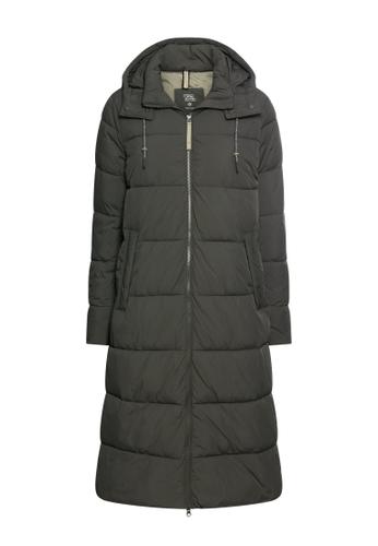 Wasserabweisender Mantel mit abnehmbarer Kapuze 44 Regular Fit - Forest Night