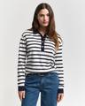 Breton Striped Piqué Langarm-Poloshirt XS - Cream