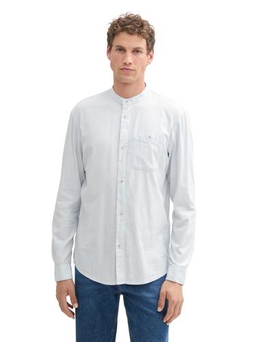 Basic Fit Hemd mit Stehkragen XXL Regular Fit - Light Herringbone Structure