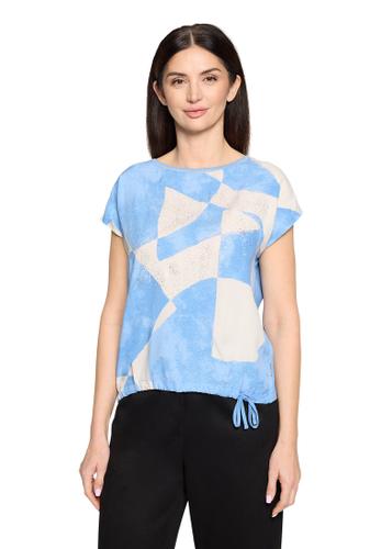 Patchwork-Shirt L Lässig - Blau/Weiß