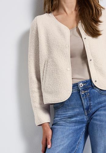 Teddy-Jacke mit Knopfleiste 38 - Tusk Cream