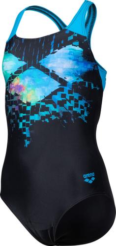 ARENA Kinder Schwimmanzug GIRL'S MULTI PIXELS SWIMSUIT SWIM PRO BACK L 140 in Schwarz