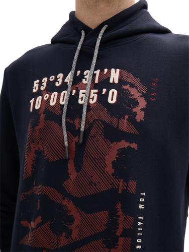 Basic Hoodie mit Print M Regular Fit - Sky Captain Blue
