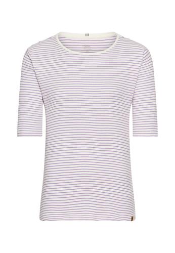 Gestreiftes Rundhals T-Shirt aus reiner Baumwolle M Regular Fit - Violet Milkwhite