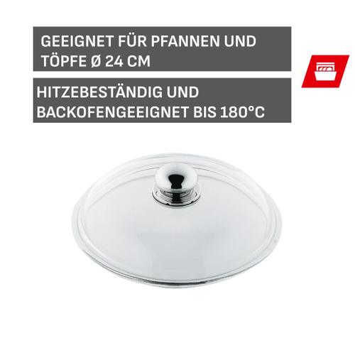 Glasdeckel 24 cm mit Metallknauf