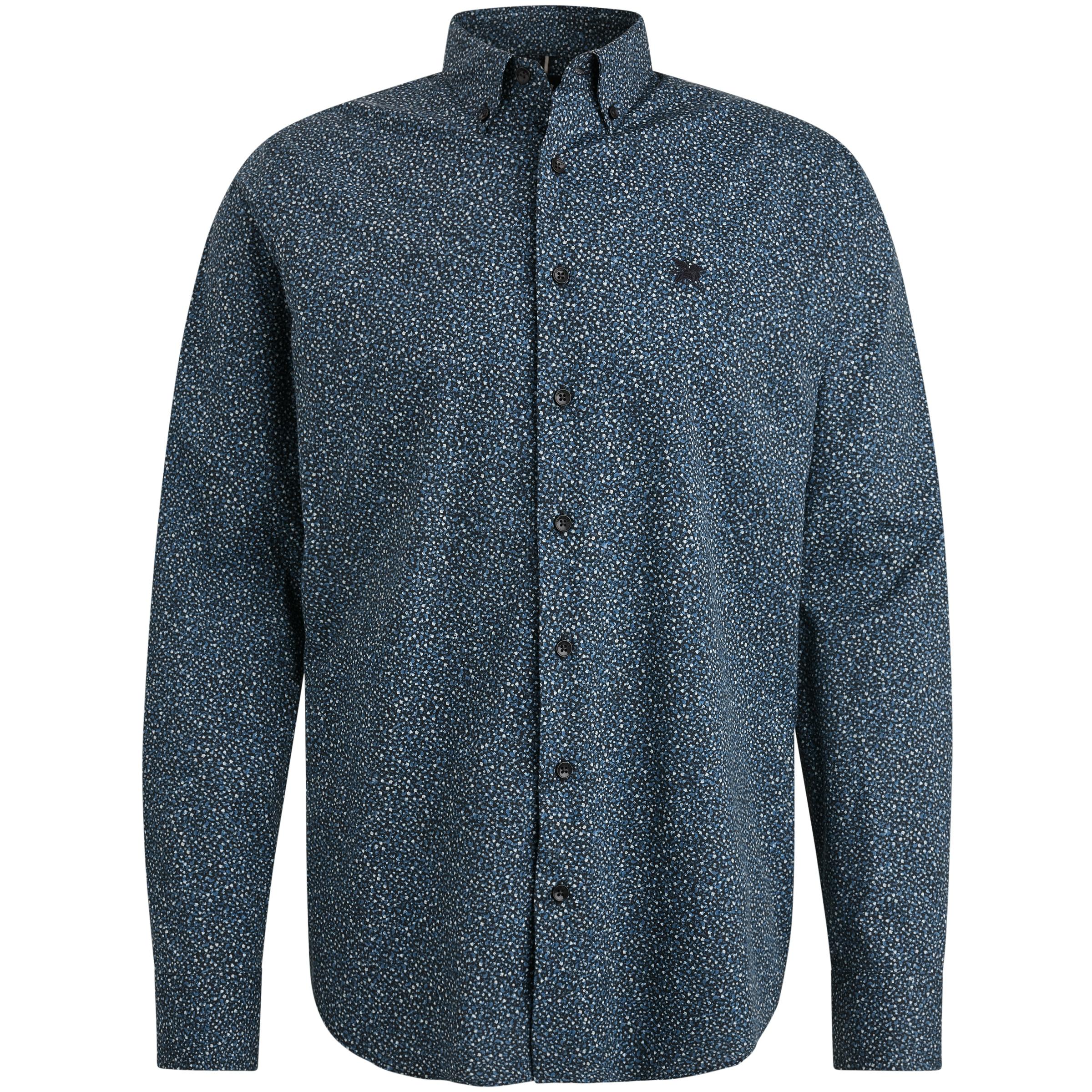 Long Sleeve Shirt Print on poplin stretch M Slim Fit - Blue Indigo