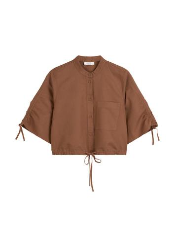 Kurzarm-Bluse relaxed M Relaxed Fit - Melted Chocolate