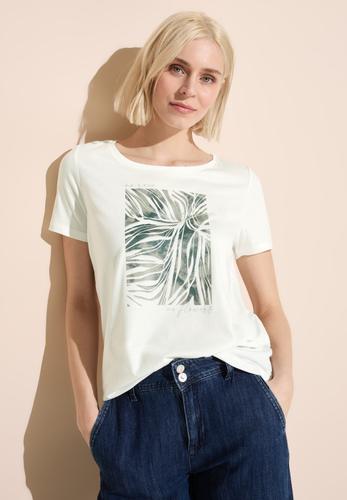 T-Shirt mit Folienprint Weiß 40