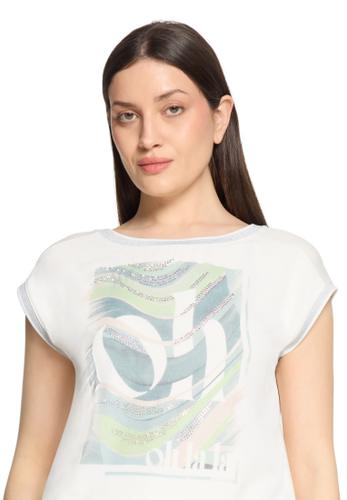 Blusenshirt 40 Lässig - Patch Cream/Green