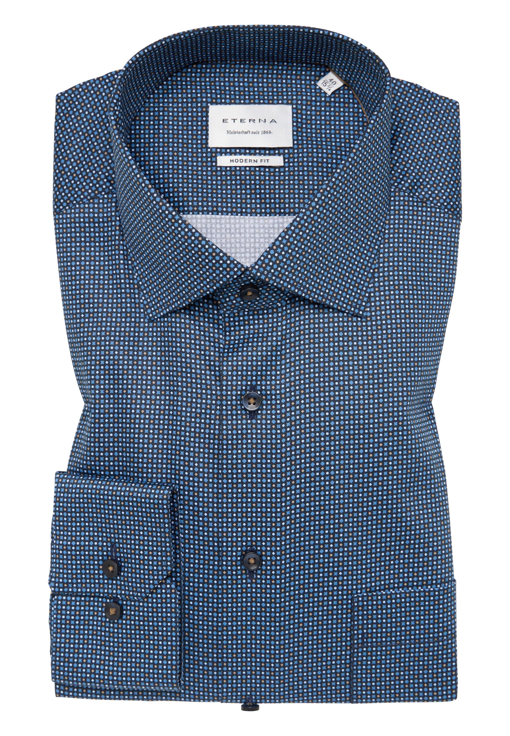 Hemd Satingewebe Langarm 46/Langarm - 65cm MODERN FIT - Rauchblau