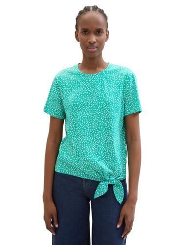 T-Shirt mit Knoten-Detail XS Regular Fit - Green Minimal Print