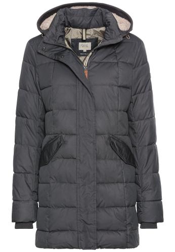 Gesteppte Jacke mit abnehmbarer Kapuze Schwarz 46