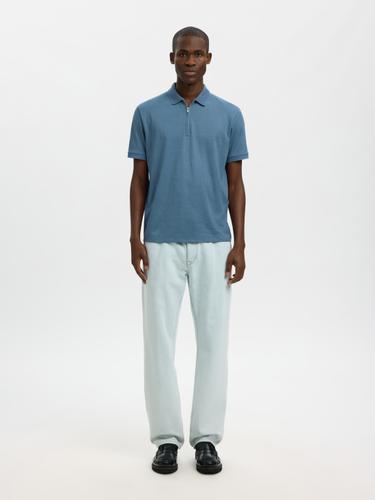 SLMFAVE ZIP SS POLO NOOS M Normal geschnitten - Blue Mirage
