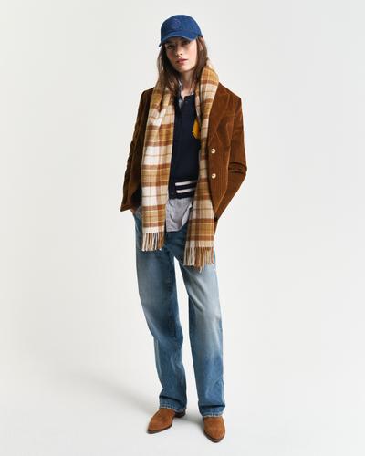 Karierter Wollschal OS - Cumin Beige