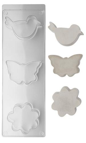 Gießform "Vogel, Schmetterling, Blume" 3 Motive