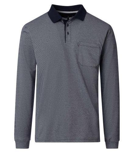 Polo-Shirt Langarm XXL Basic Circular Knit - Blau