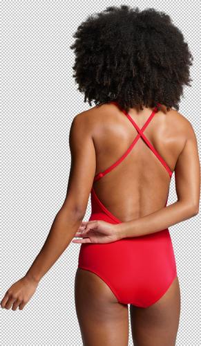 PUMA Damen Badeanzug SWIM WOMEN V-NECK CROSSBACK SW S in Rot