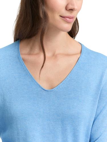 Pullover mit V-Ausschnitt XL Regular Fit - Sea Blue Melange