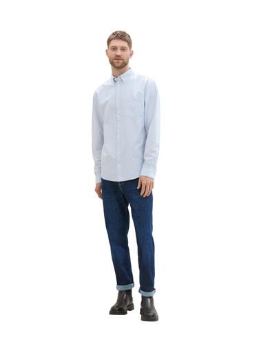 Regular Fit Hemd mit Brusttasche XL Regular Fit - White Light Blue Stripe