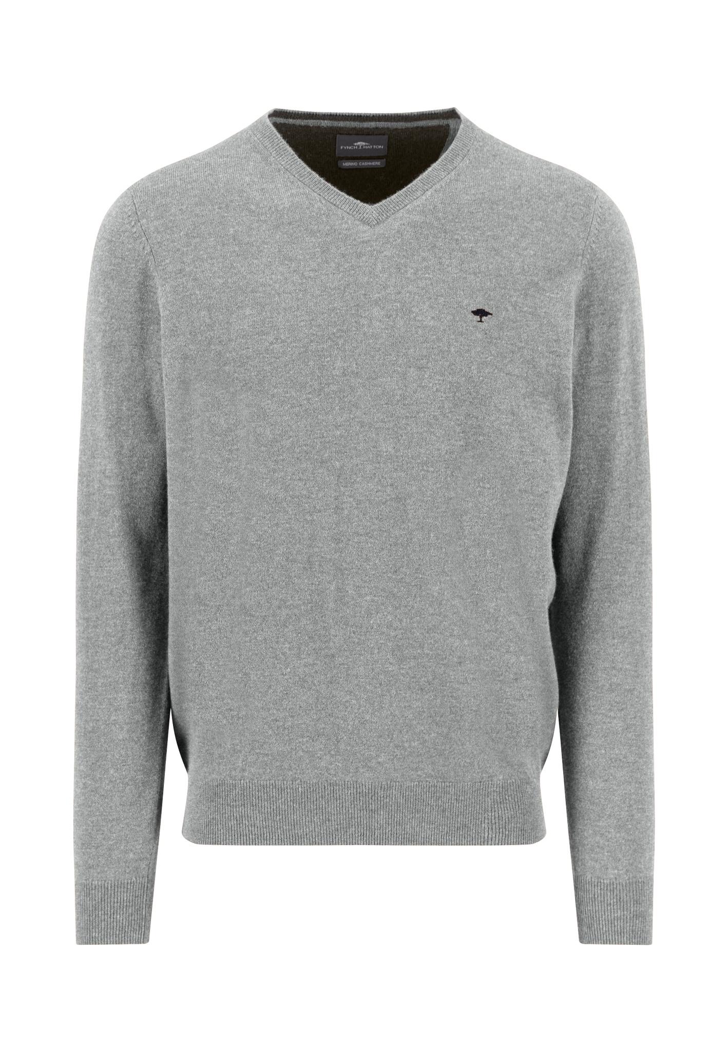 V-Neck, Merino Cashmere S Casual Fit - Silver