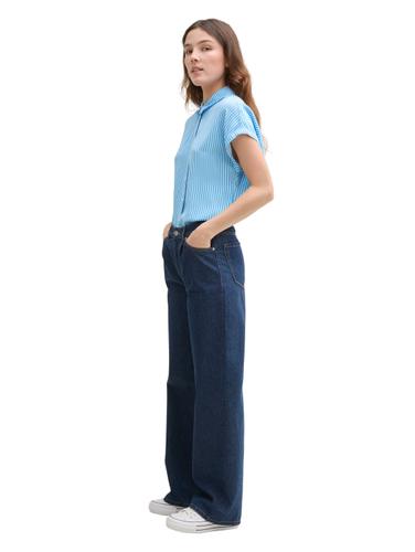 Bluse aus Viskose XL Regular Fit - Vertical Blue White Stripe