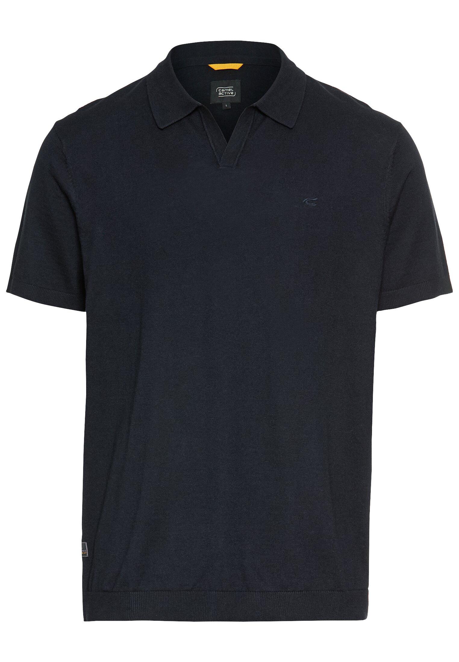 Strick-Poloshirt aus Baumwoll-Leinen-Mix M Regular Fit - Dark Navy
