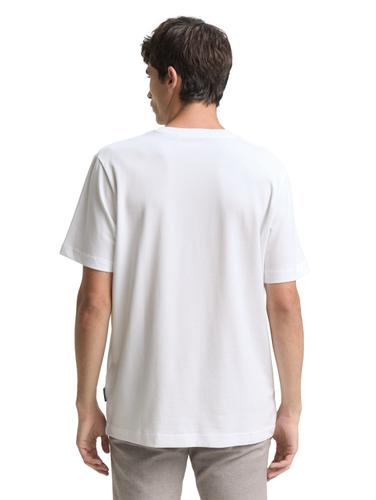 T-Shirt mit Piqué Struktur XXL Regular Fit - White