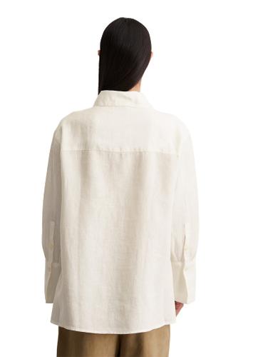 Lange Leinenbluse relaxed Weiß 40