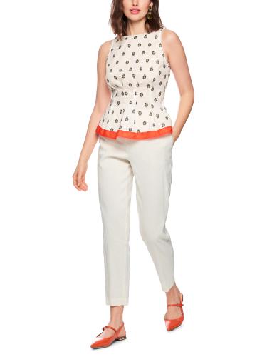 Baumwoll-Top mit Hibiskusprint 40 - Bright Ecru