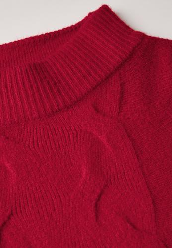 Pullover mit Strickmuster Rot 38