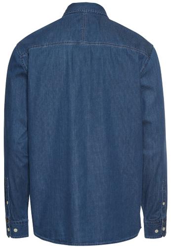 Langarm Hemd mit Allover-Print Blau 3XL