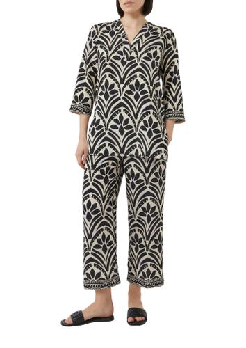 Bluse 36 - Schwarz|beige