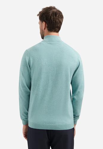 Pullover SU Collar Half Zip 2 Coloured Melange XXL Regular Fit - Arctic Blue
