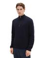 Strickpullover mit Troyer Kragen XL Regular Fit - Knitted Navy Melange