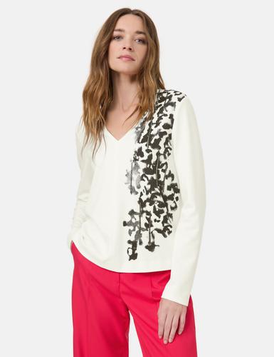 Langarmshirt mit Print 46 Figurumspielend - Offwhite Gemustert