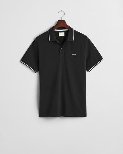 Tipped Piqué Poloshirt L - Black