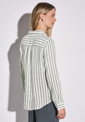 Gestreifte Leinen-Hemdbluse 36 - Garden Green