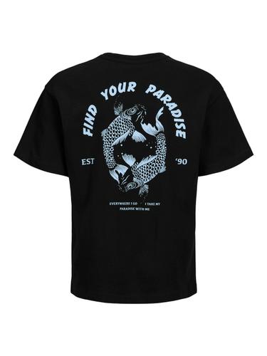 JJCHARGE PRINTED TEE SS CREW NECK JNR 152 Locker geschnitten - Black