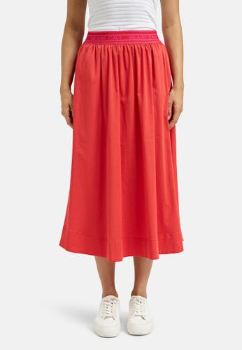Midiskirt w elastic waistband Rot 34