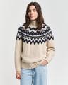 Fair Isle Stehkragenpullover S - Cream