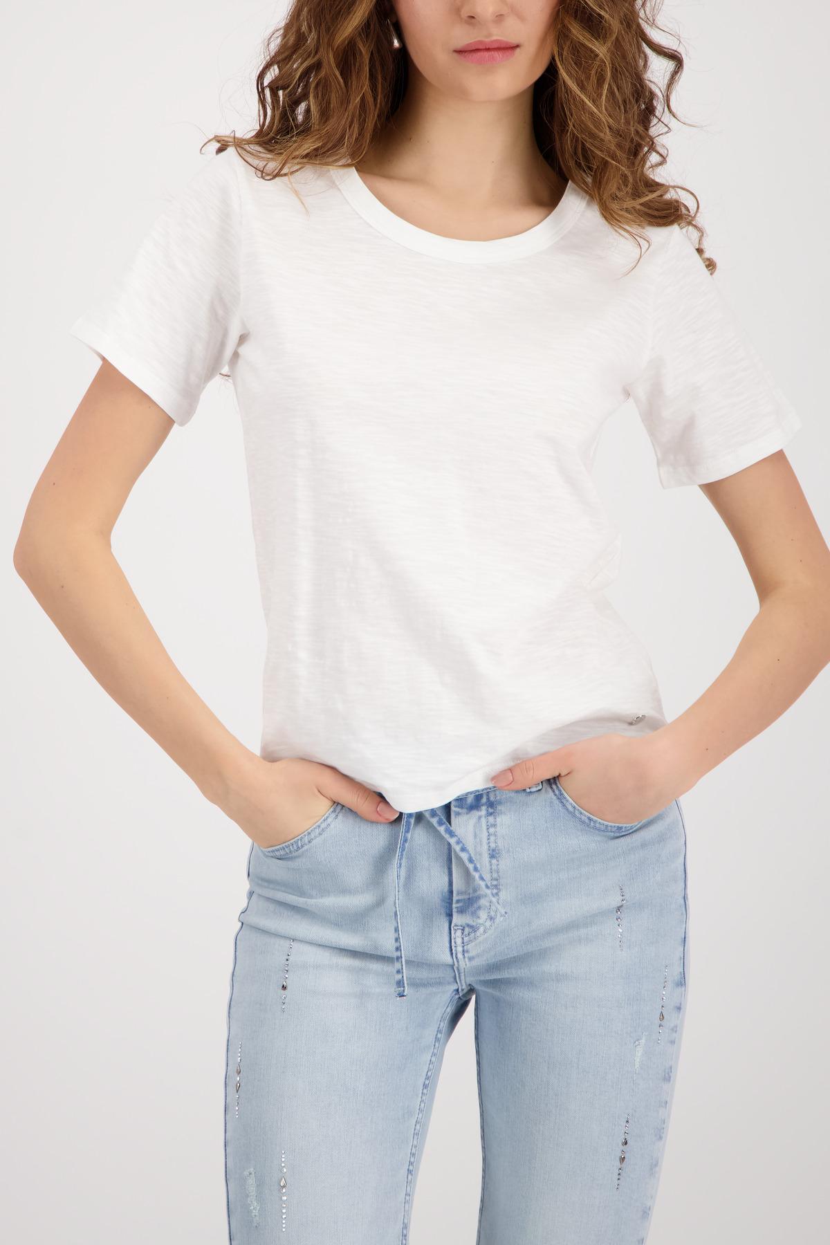 Basic T-Shirt mit Flammgarn 38 - Off-white