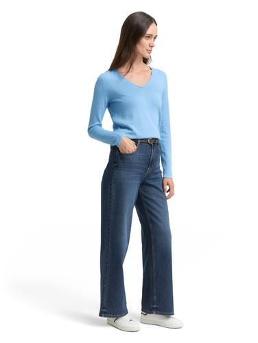 Pullover mit V-Ausschnitt XL Regular Fit - Sea Blue Melange