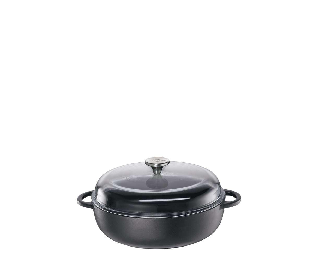 Küchenprofi Provence Bauernpfanne mit hohem Glasdeckel, - 24cm / schwarz