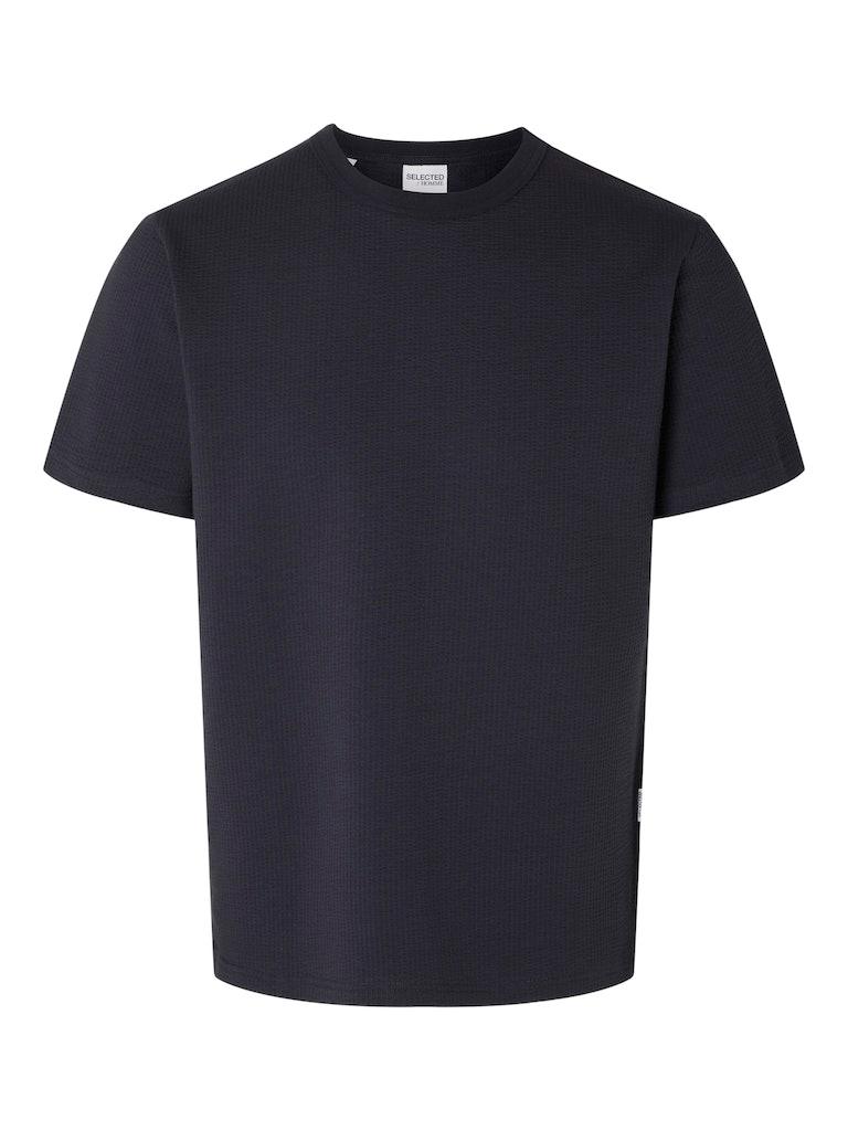 SLHSANDER SEERSUCKER SS O-NECK TEE Blau S