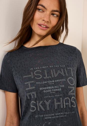 T-Shirt mit Schmucksteinen L - Volcanic Grey