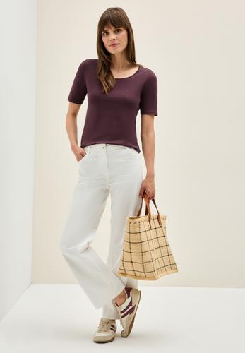 T-Shirt in Unifarbe L - Mulberry Red