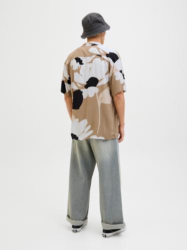 JJJEFF MONOCHROME RESORT SHIRT SS S Locker geschnitten - Coriander