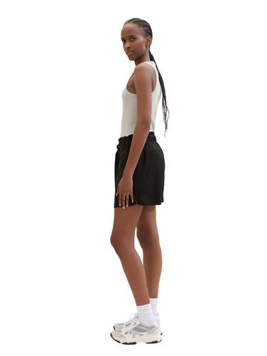 Paperbag-Shorts mit TENCEL™ Lyocell XS Relaxed Fit - Deep Black