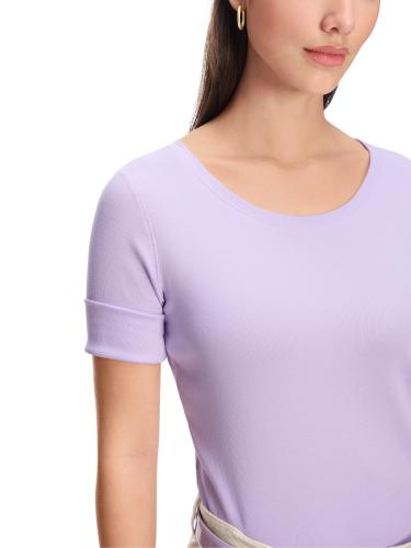 Uni T-Shirt aus stretchigem Cotton-Ripp 42 - Lavender Macaron