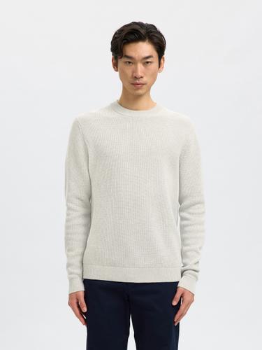 SLHDANE LS KNIT STRUCTURE CREW NECK NOOS S Normal geschnitten - Light Grey Melange